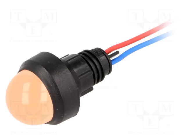 Indicator: LED; prominent; orange; 12VDC; 12VAC; Ø13mm; IP40; cables POLAM-ELTA LO-D20-12AC/DC