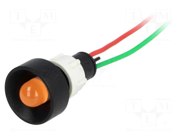 Indicator: LED; recessed; orange; 24VDC; 24VAC; Ø13mm; IP40; cables POLAM-ELTA LO-D10-24AC/DC