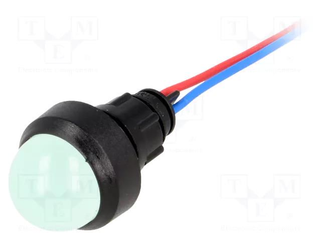 Indicator: LED; prominent; green; 12VDC; 12VAC; Ø13mm; IP40; cables POLAM-ELTA LG-D20-12AC/DC