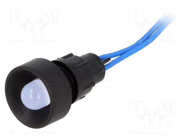 Indicator: LED; recessed; blue; 230VAC; Ø13mm; IP40; cables; 300mm POLAM-ELTA LB-D10-230AC