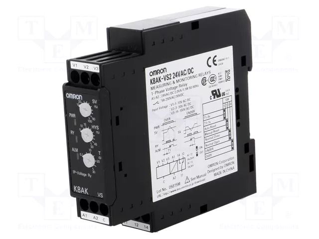 Voltage monitoring relay; undervoltage,overvoltage; 24VAC; SPDT OMRON K8AK-VS2-24
