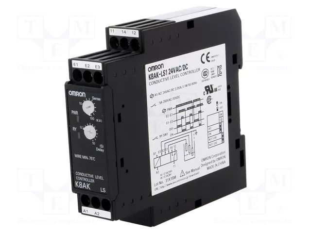 Level monitoring relay; conductive fluid level; 24VAC; 24VDC OMRON K8AK-LS1-24