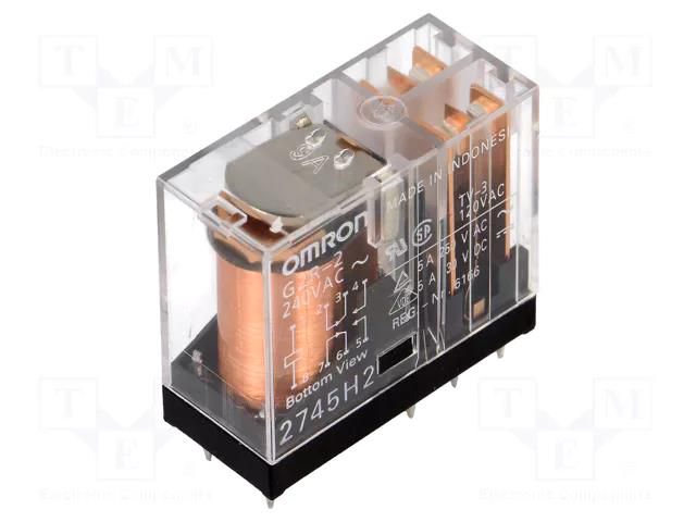 Relay: electromagnetic; DPDT; Ucoil: 240VAC; Icontacts max: 5A OMRON Electronic Components G2R-2-240AC