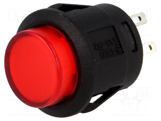 Switch: push-button; Pos: 2; SPST-NO; 1.5A/250VAC; OFF-ON; red; PBT SCI R13523BL05BRL1