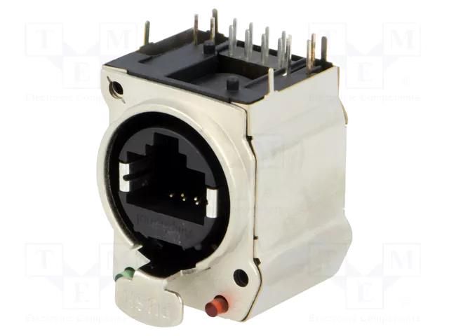 Connector: RJ45; socket; XLRnet; Cat: 5e; shielded,with LED; THT AMPHENOL RJX8FB5HRGEB