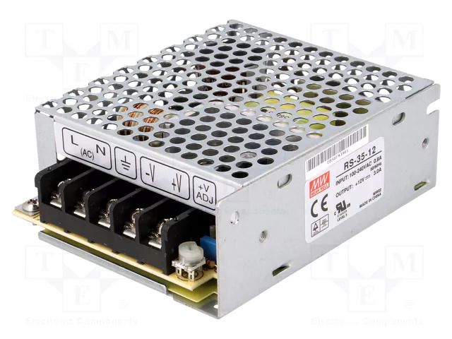 Power supply: switching; for building in,modular; 35W; 12VDC; 3A MEAN WELL RS-35-12