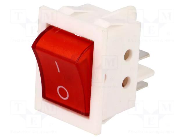 ROCKER; DPST; Pos: 2; ON-OFF; 15A/250VAC; red; neon lamp; 35mΩ NINIGI RSI2013C3R/W