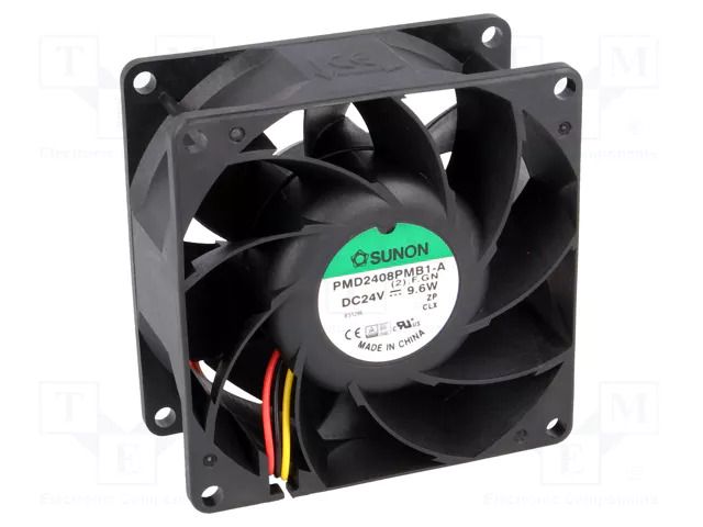 Fan: DC; axial; 24VDC; 80x80x38mm; 143m3/h; 55.2dBA; ball; 18.8mmH2O SUNON PMD2408PMB1AF