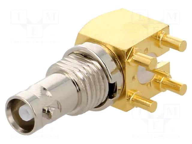 Connector: Micro BNC; socket; female; angled 90°; 75Ω; HD-BNC; THT AMPHENOL RF 034-1030