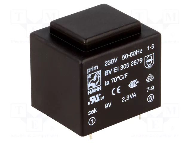 Transformer: encapsulated; 2.3VA; 230VAC; 9V; 255mA; PCB; BVEI HAHN BVEI3052879