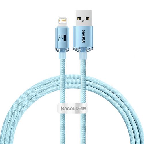 Kabel USB do iP Baseus Crystal Shine, 2.4A, 1.2m (niebieski), Baseus CAJY001103