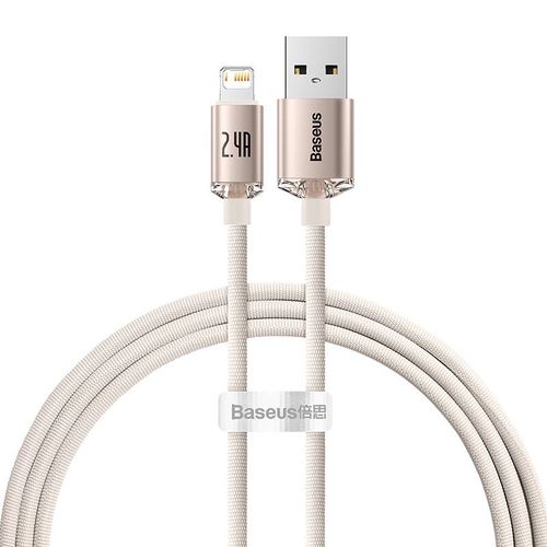 Kabel USB do iP Baseus Crystal Shine, 2.4A, 1.2m (różowy), Baseus CAJY001104