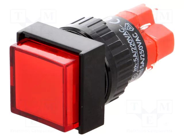 Switch: push-button; Pos: 2; SPDT; 3A/250VAC; 2A/24VDC; ON-(ON) ONPOW V16F-11-230R