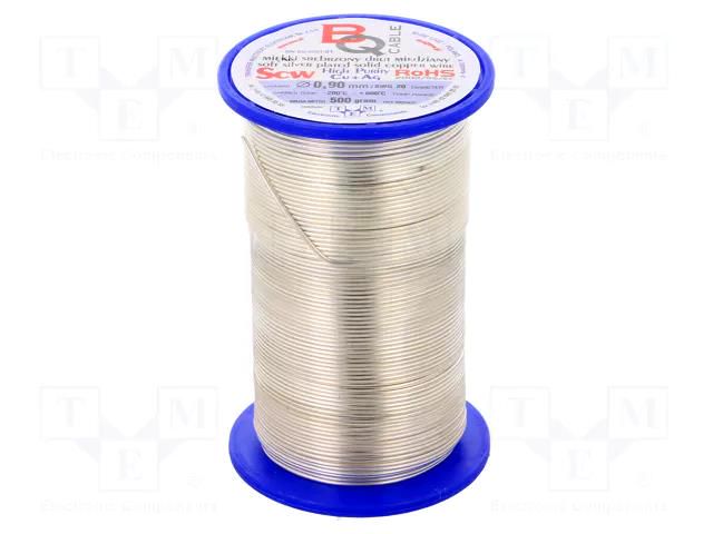 Silver plated copper wires; 0.9mm; 500g; Cu,silver plated; 88m BQ CABLE SCW-0.90/500
