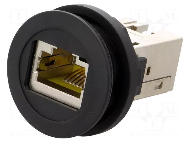 RJ45 socket; 22mm; har-port; -25÷70°C; Ø22.3mm; IP20; black HARTING 09454521561