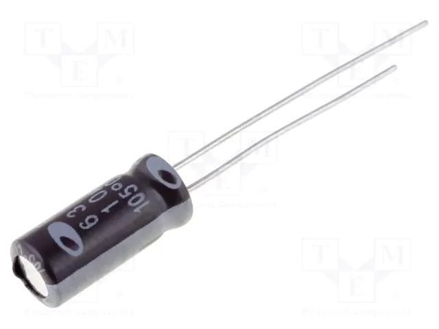 Capacitor: electrolytic; THT; 10uF; 63VDC; Ø5x11mm; Pitch: 2mm; ±20% SAMWHA RD1J106M05011BB