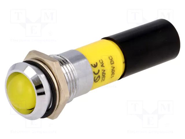 Indicator: LED; recessed; yellow; 230VAC; Ø14.2mm; IP67; connectors SIGNAL-CONSTRUCT SWBU14128