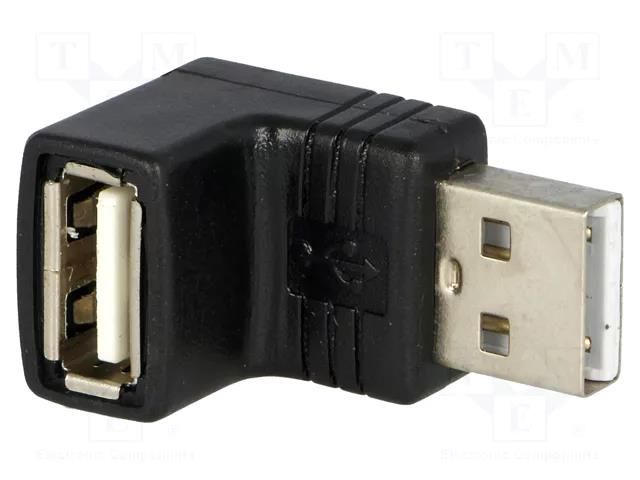 Adapter; USB 2.0; USB A socket,USB A angled plug; gold-plated Goobay USB-AF/AM.90