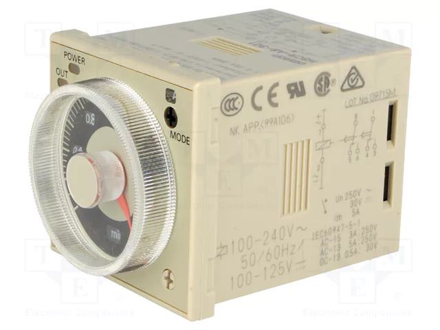 Timer; 0,1s÷600h; DPDT; 250VAC/5A; Usup: 100÷240VAC; 100÷125VDC OMRON H3CR-A8-301-230