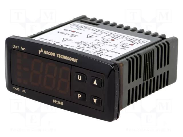 Module: regulator; Pt100; temperature; SPDT; OUT 2: SPDT; on panel ASCON TECNOLOGIC R38-LARR