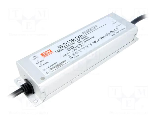 Power supply: switching; LED; 120W; 12VDC; 5÷10A; 100÷305VAC; IP65 MEAN WELL ELG-150-12A
