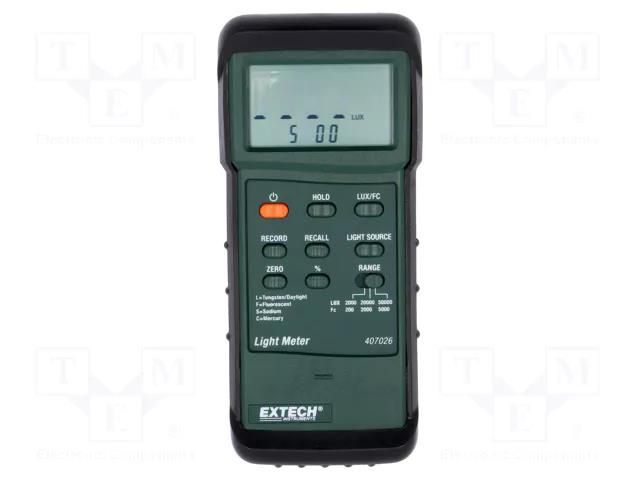 Light meter; 0,01÷50klx; 4%; Resol: 0,1; 178x74x33mm EXTECH EX407026-NIST