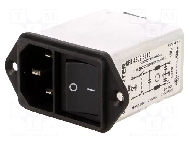 Connector: AC supply; socket; male; 10A; 250VAC; C14 (E); IEC 60320 SCHURTER 4302.5315