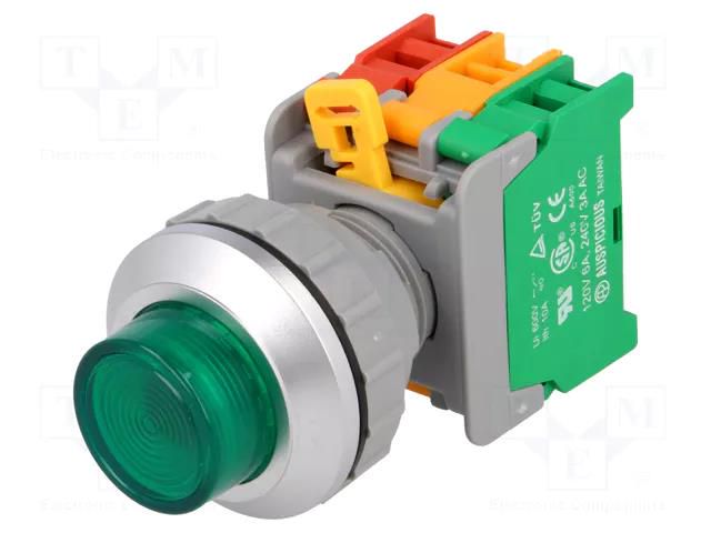 Switch: push-button; 30mm; Stabl.pos: 1; NC + NO; green; IP65; LBL30 AUSPICIOUS LBL30-1-O/C-G