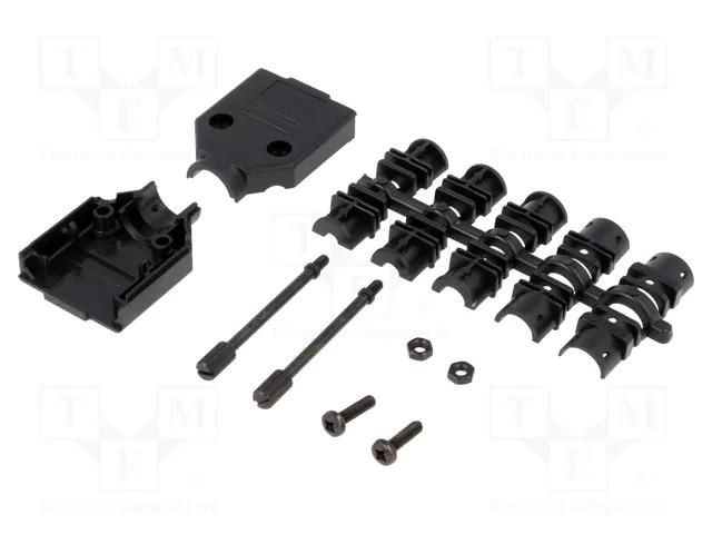 Enclosure for connectors: D-Sub; D-Sub 9pin,D-Sub HD 15pin ENCITECH DTPPK09-BK-K