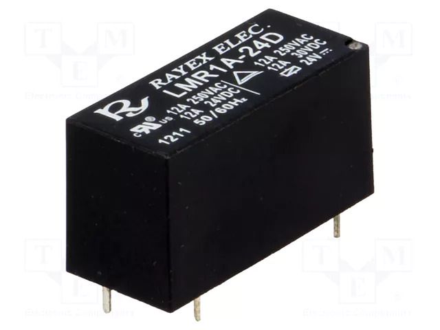 Relay: electromagnetic; SPST-NO; Ucoil: 24VDC; 12A; 12A/250VAC Recoy/RAYEX ELECTRONICS LMR1A-24D