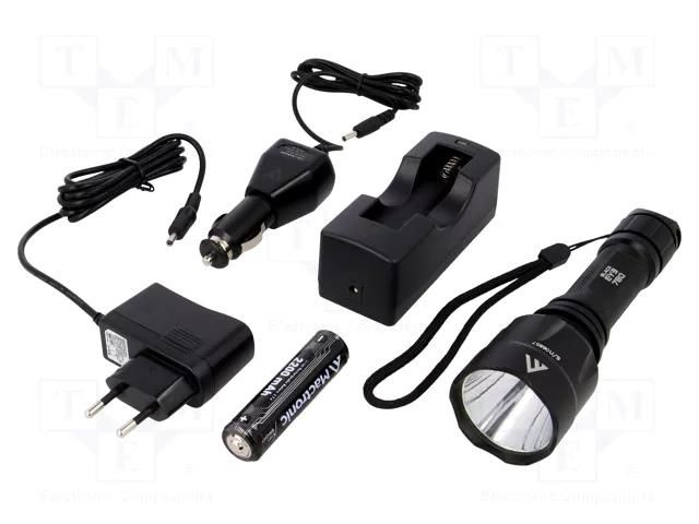 Torch: LED; 1.5h; 780lm; BLACK EYE MACTRONIC MX-142L-RC