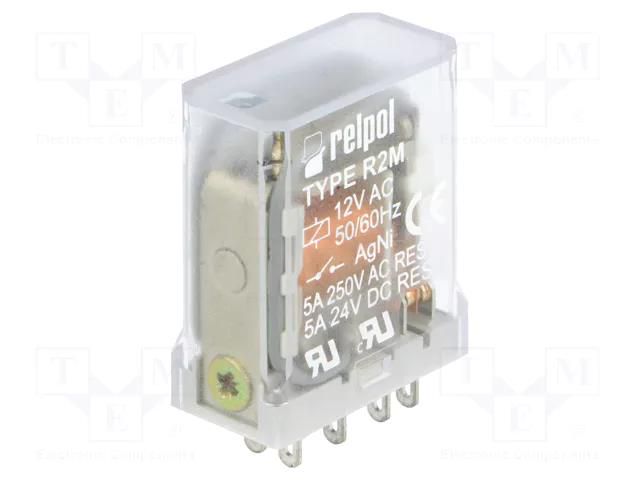 Relay: electromagnetic; DPDT; Ucoil: 12VAC; Icontacts max: 10A RELPOL R2M-12VAC