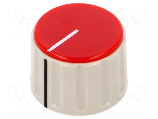 Knob; with pointer; ABS; Øshaft: 6mm; Ø28.5x19.5mm; grey; red SCI RN-110D-R6.1