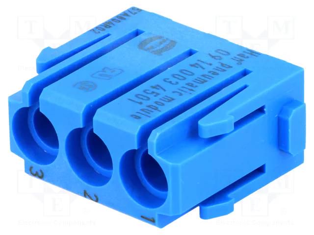 Connector: pneumatic; module; male-female; Han-Modular®; ways: 3 HARTING 09140034501