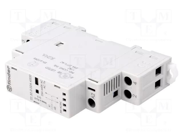 Contactor: 2-pole installation; 25A; 24VAC,24VDC; NO x2; IP20; 22 FINDER 22.32.0.024.4320