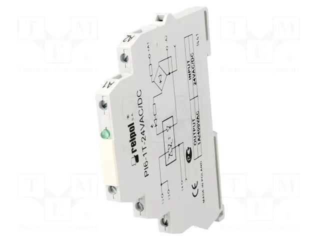 Relay: interface; SPST-NO; Ucoil: 24VAC,24VDC; 1.2A; triac; PI6 RELPOL PI61T24VAC/DC