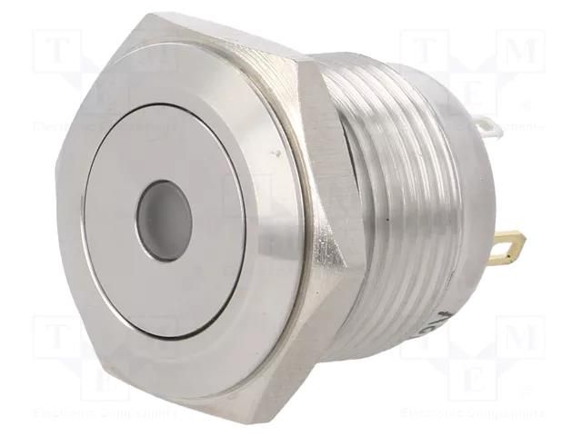 Switch: vandal resistant; Pos: 2; SPST-NO; 2A/36VDC; IP65; OFF-(ON) ONPOW V16-10D-12Y-S