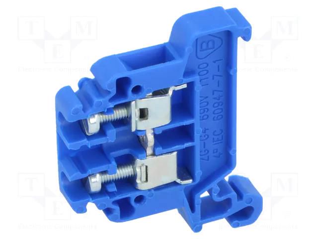 Splice terminal: rail; 0.5÷4mm2; ways: 1; terminals: 2; blue; TS35 POKÓJ ZG-G4-BU