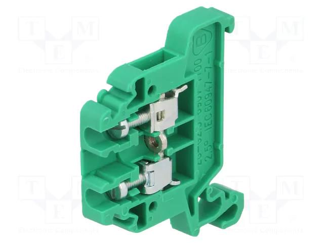 Splice terminal: rail; 0.5÷2.5mm2; ways: 1; terminals: 2; green POKÓJ ZG-G2.5-GN