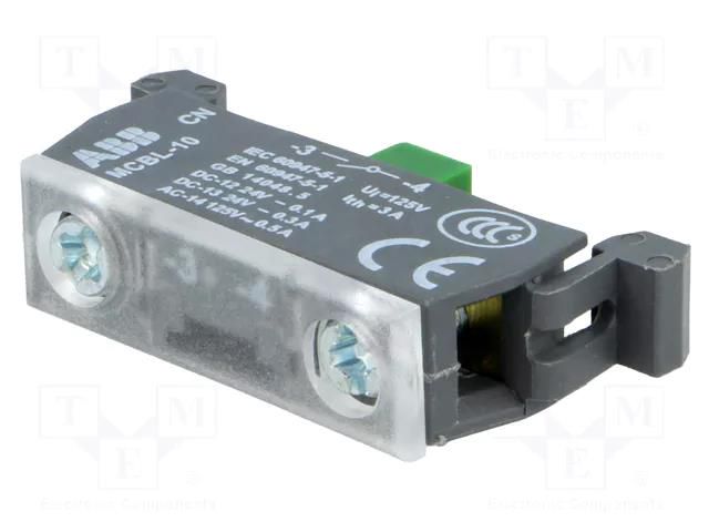 Contact block, microswitch; 22mm; front fixing; Contacts: NO ABB MCBL-10
