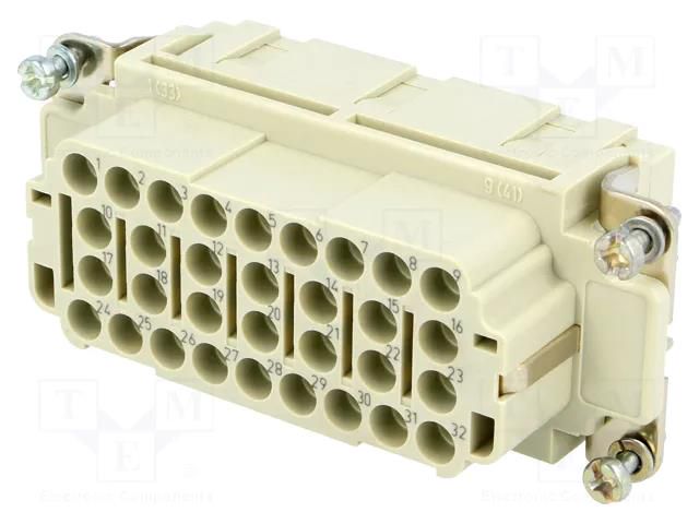 Connector: HDC; contact insert; female; 16A; 500V; Han® EE; PIN: 32 HARTING 09320323101