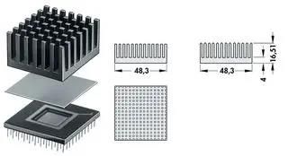 HEAT SINK, PGA, 8.8┬░C/W ICK PGA 19 X19