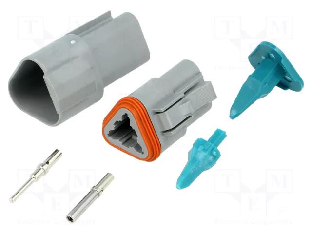 Connector: wire-wire; plug; male + female; AT; PIN: 3; IP67,IP69K AMPHENOL AT3PS-CKIT