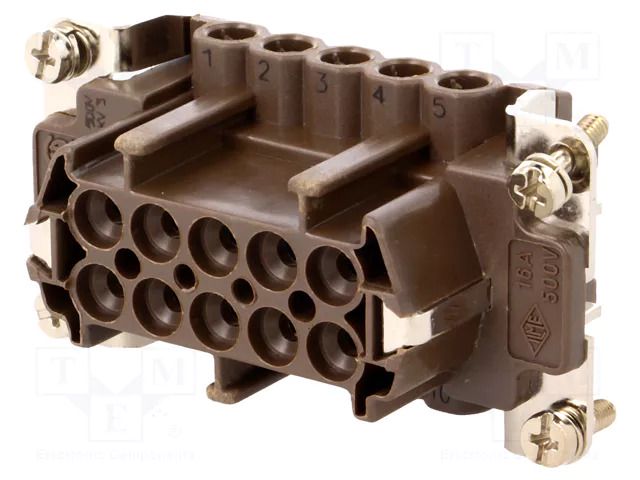 Connector: HDC; female; 180 °C; 16A; 500V; 10+PE; size 57.27 ILME CNEF10RY