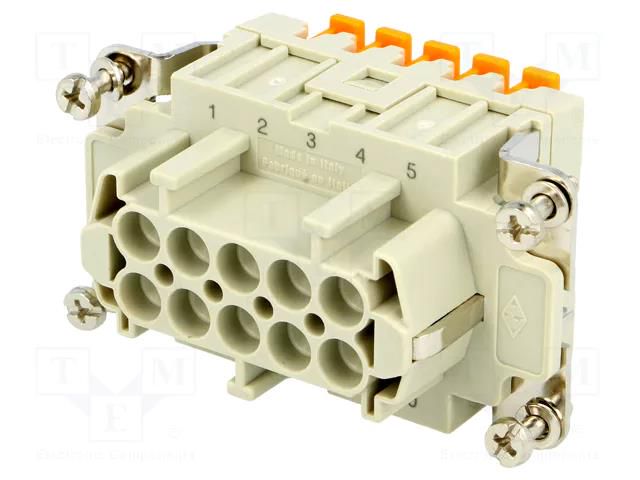 Connector: HDC; contact insert; female; CSH; PIN: 10; 16A; 600V ILME CSHF10