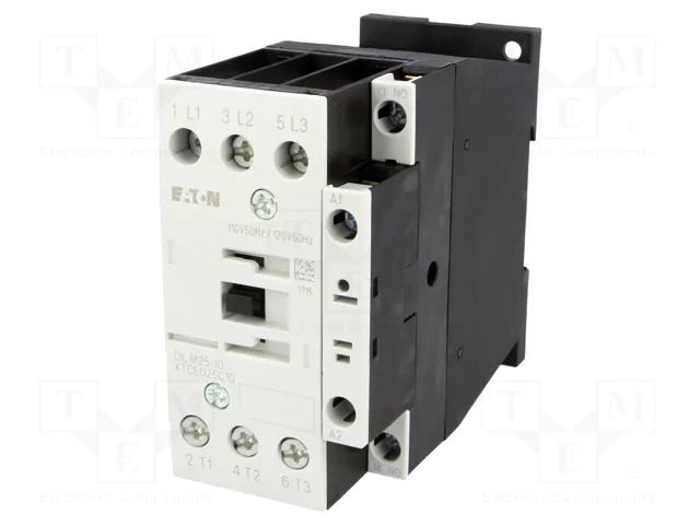 Contactor: 3-pole; NO x3; Auxiliary contacts: NO; 110VAC; 25A EATON ELECTRIC DILM25-10-110VA