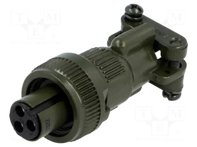 Connector: circular; plug; for cable; PIN: 3; female; soldering AMPHENOL DS3106F10SL-3S