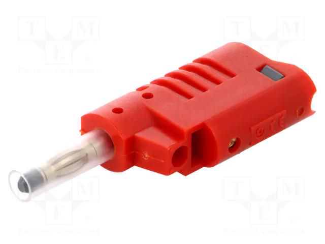 Connector: 4mm banana; plug; 36A; 30VAC; 60VDC; red; insulated ELECTRO-PJP PJP1086-R