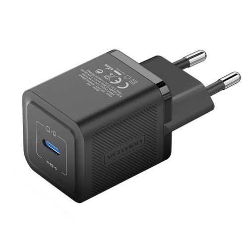 Wall charger, Vention, FEPB0-EU, USB-C, 20W, GaN (black), Vention FEPB0-EU