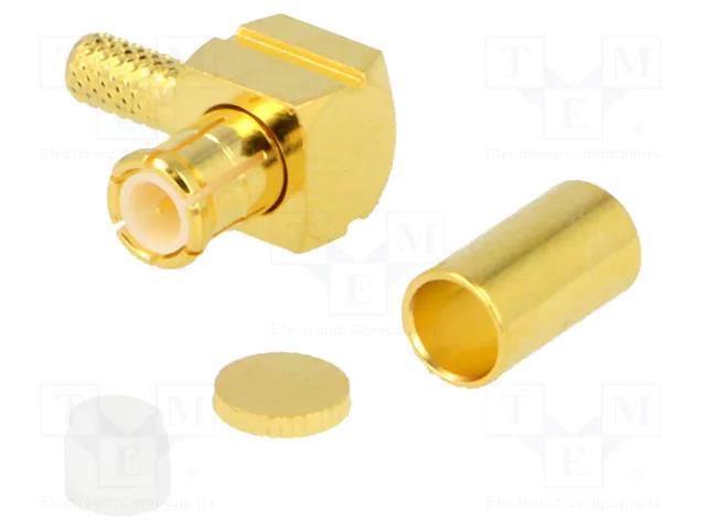 Connector: MCX; plug; male; angled 90°; 50Ω; soldering,crimped AMPHENOL RF MCX1112A13G550